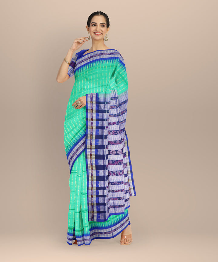Turquoise catalina blue silk handloom bomkai saree