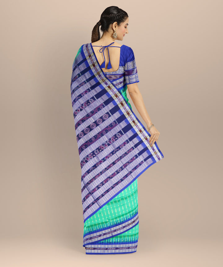 Turquoise catalina blue silk handloom bomkai saree
