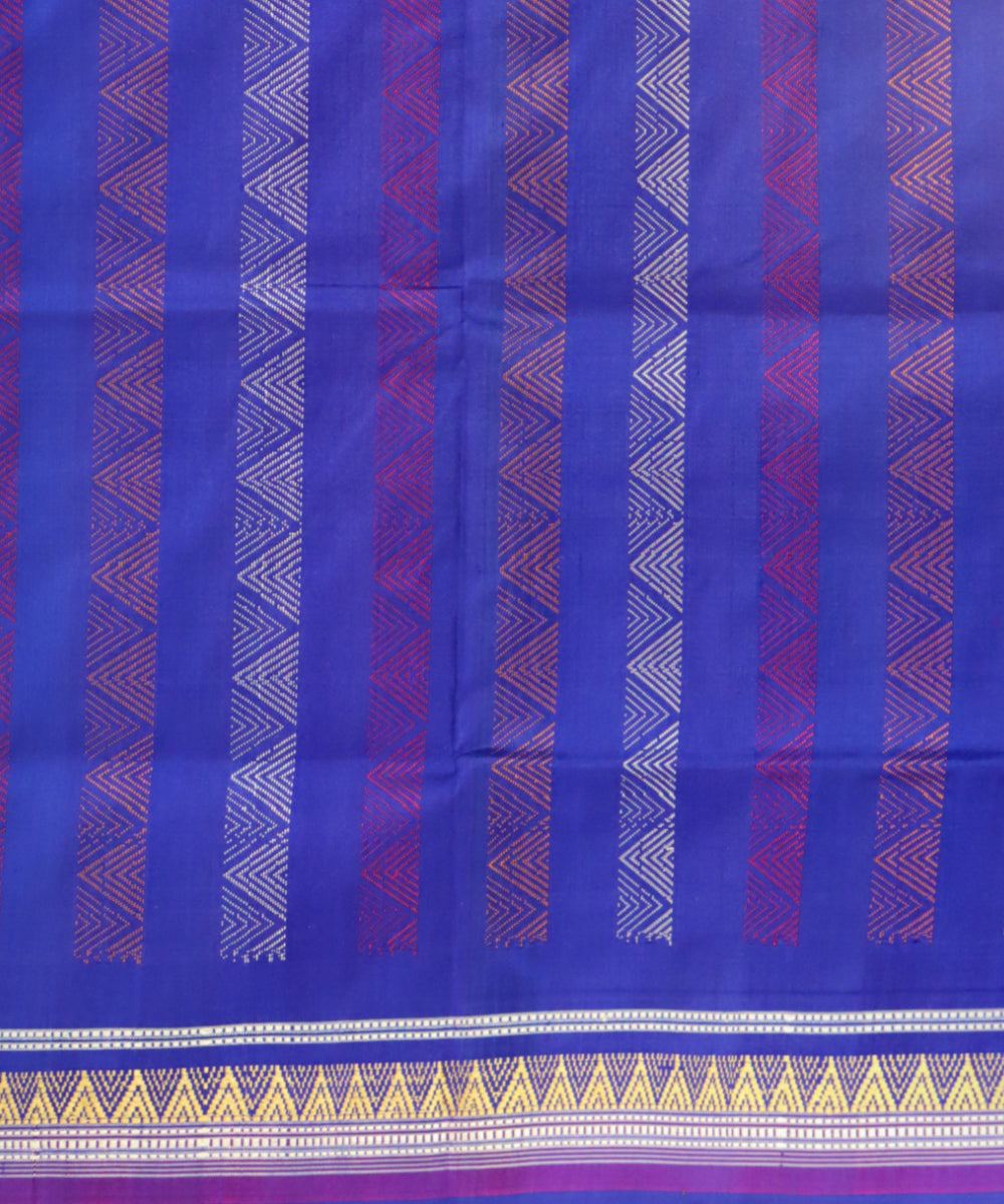 Pink catalina blue silk handloom bomkai saree