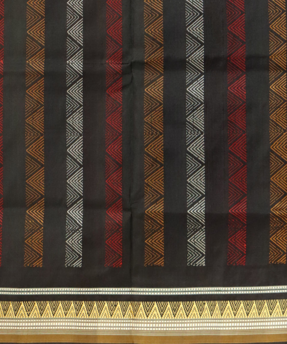 Yellow black silk handloom bomkai saree