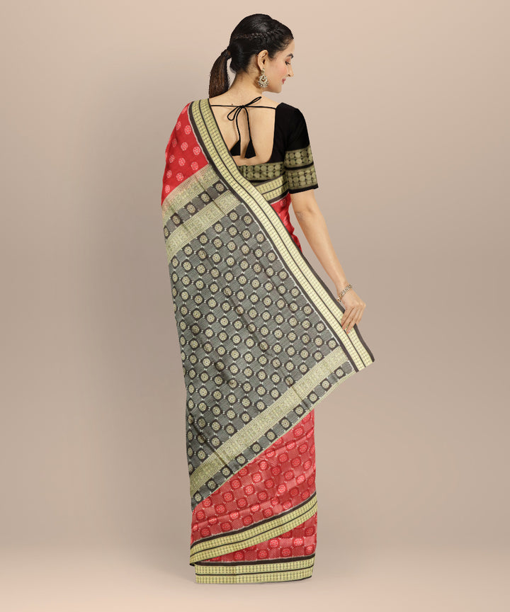 Maroon black handloom sambalpuri silk saree