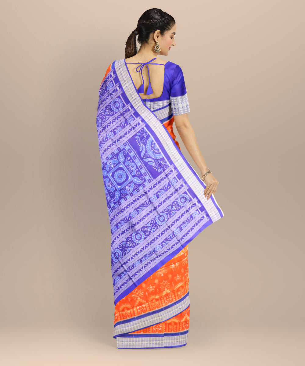 Mustard duke blue silk handloom sambalpuri saree