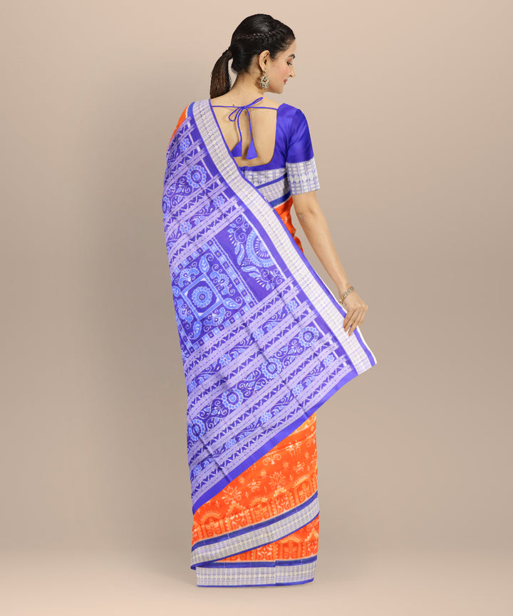 Mustard duke blue silk handloom sambalpuri saree