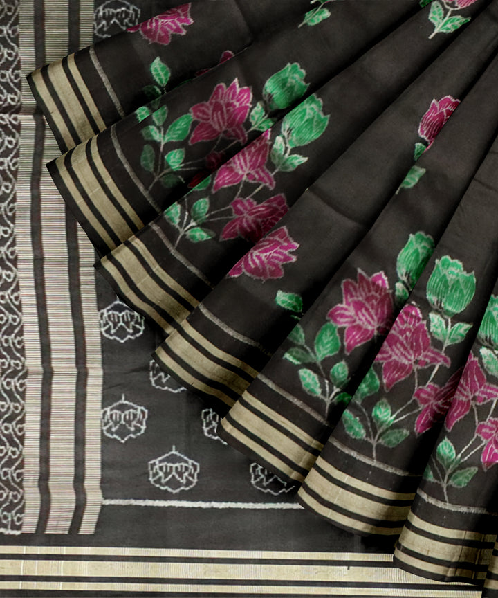 Black black silk handloom sambalpuri saree