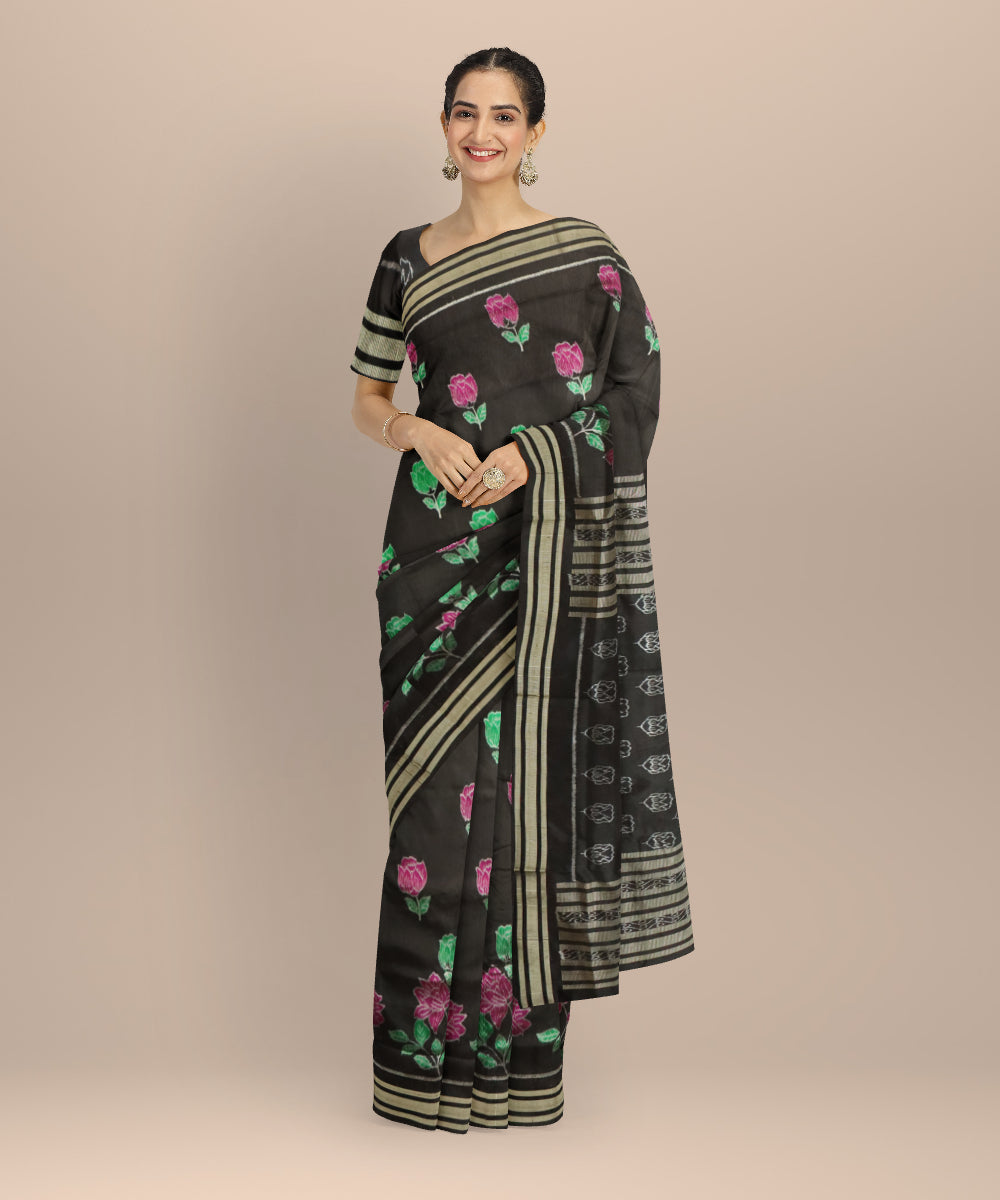 Black black silk handloom sambalpuri saree