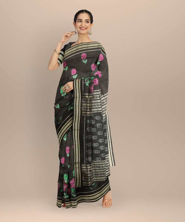 Black black silk handloom sambalpuri saree