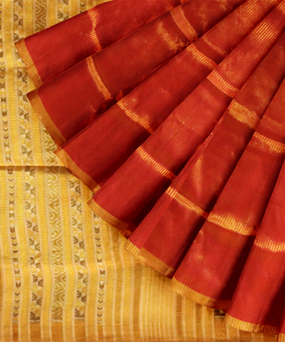 Red golden silk handloom sambalpuri saree