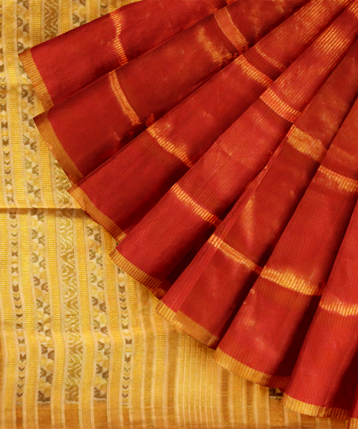 Red golden silk handloom sambalpuri saree