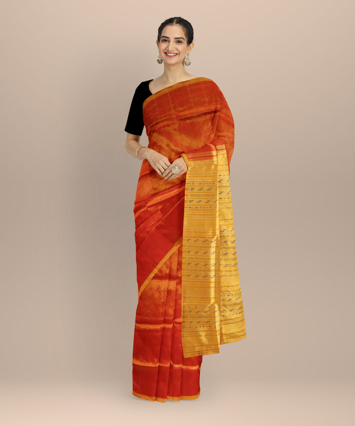 Red golden silk handloom sambalpuri saree