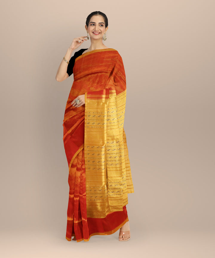 Red golden silk handloom sambalpuri saree