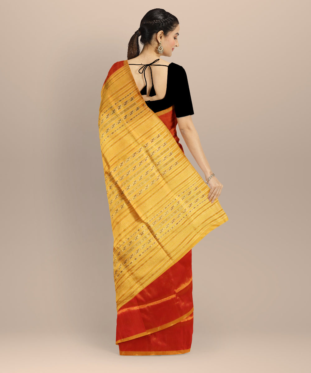 Red golden silk handloom sambalpuri saree