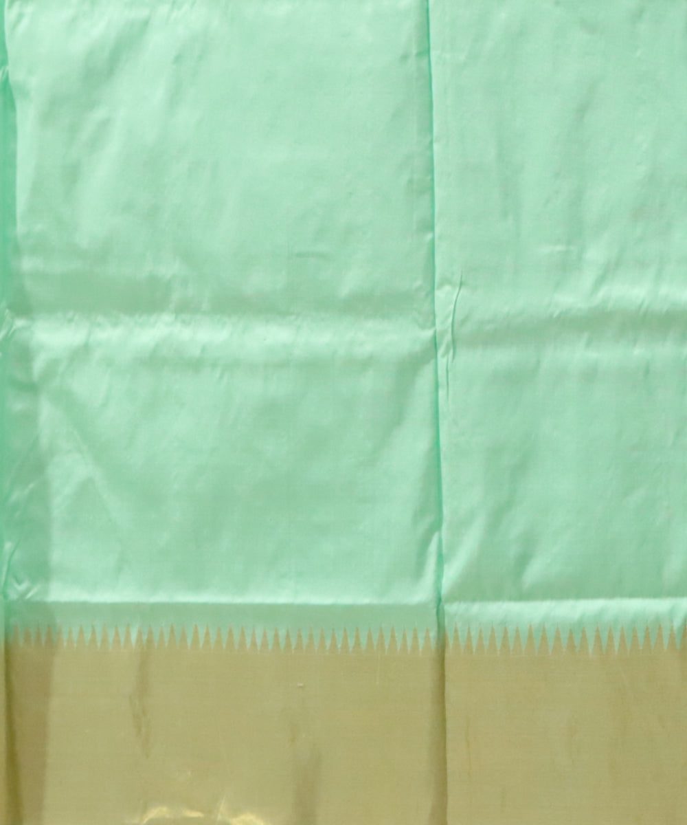 Turquoise golden silk handloom sambalpuri saree
