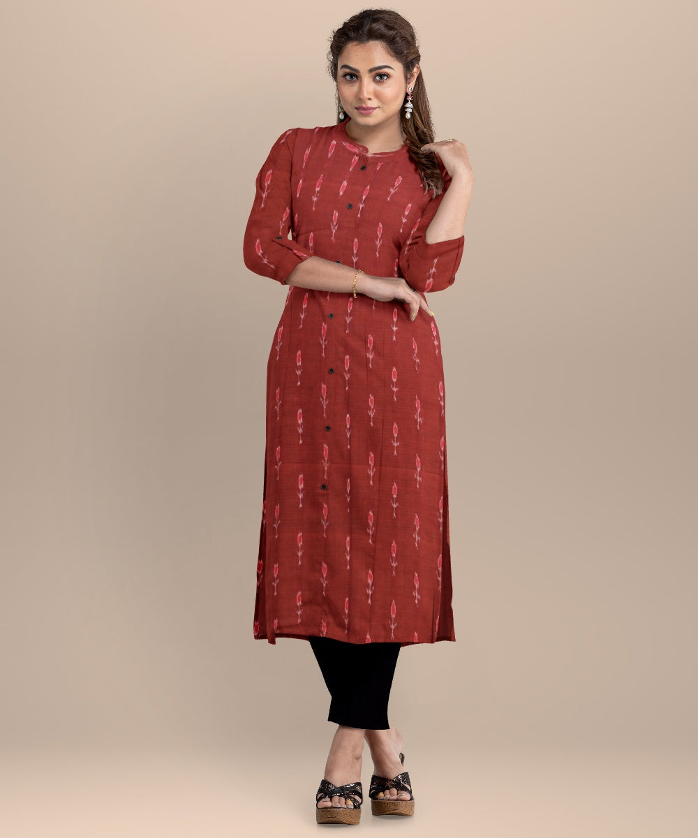 Maroon burnt sienna handloom cotton nuapatna dress material