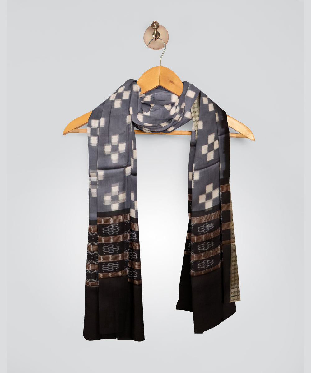 Grey black silk handloom sambalpuri dupatta
