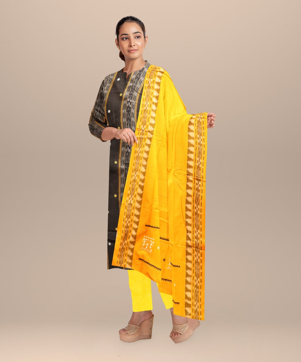 Amaranth purple yellow handloom cotton nuapatna dress material