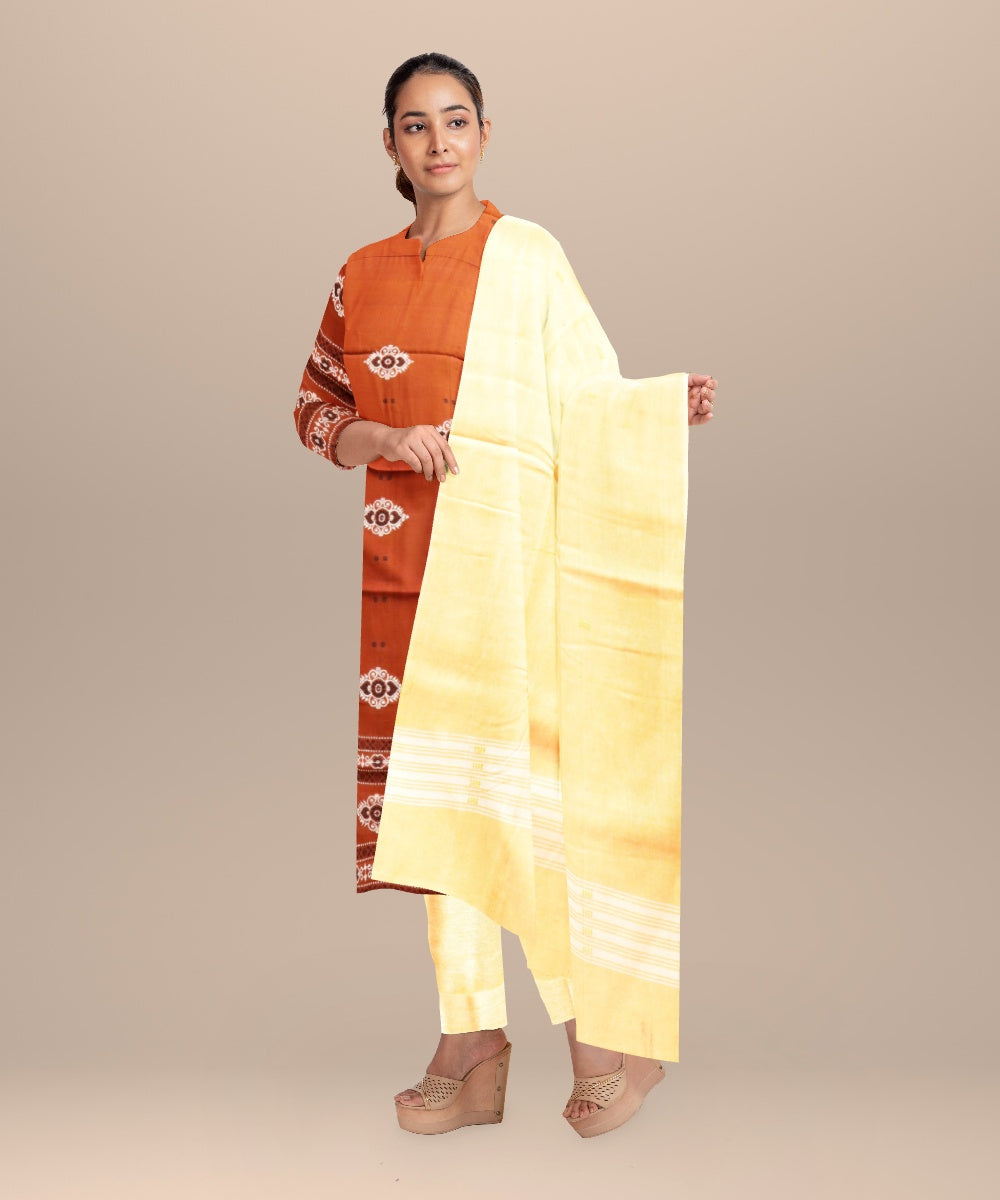 Brown deep champagne handloom cotton sonepur dress material