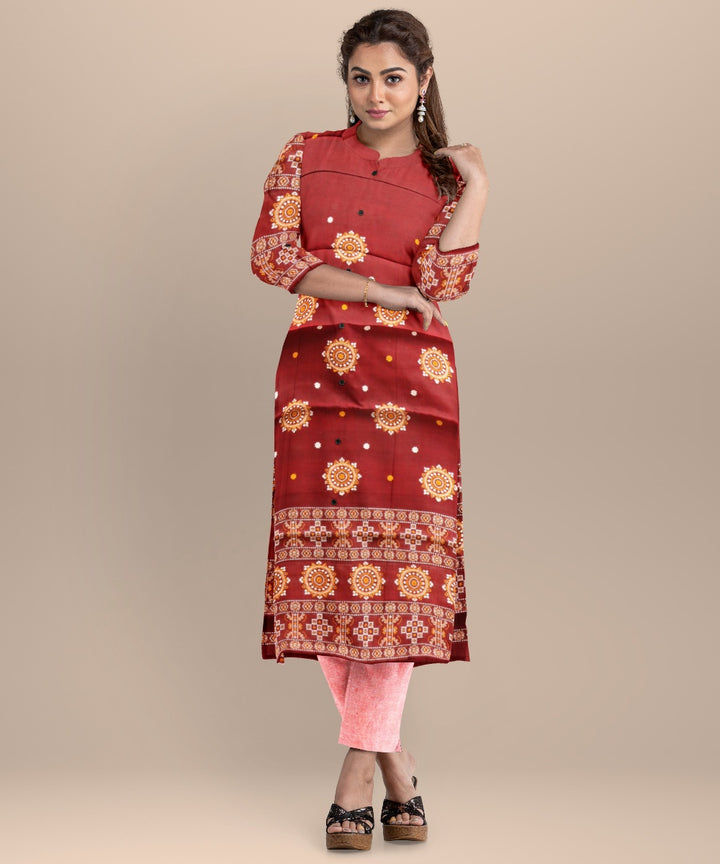 Maroon cameo pink handloom cotton sonepur dress material