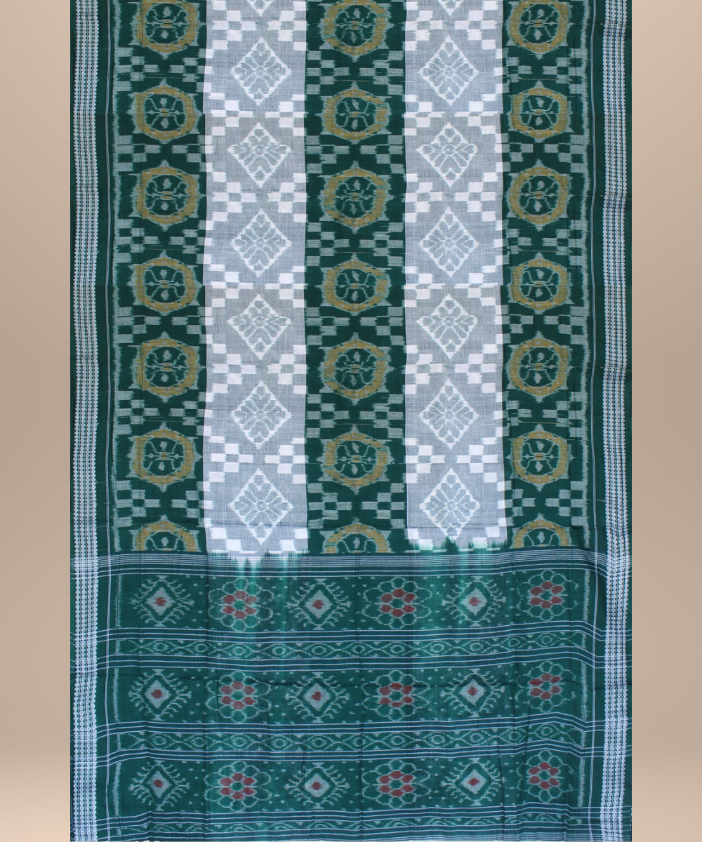 Dark green grey handwoven cotton sambalpuri saree