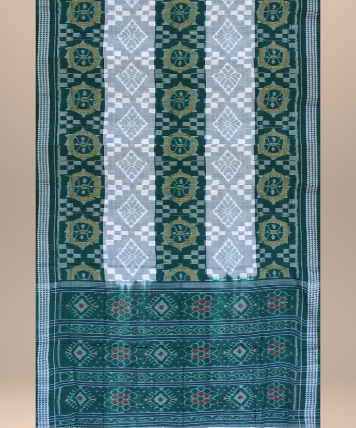 Dark green grey handwoven cotton sambalpuri saree