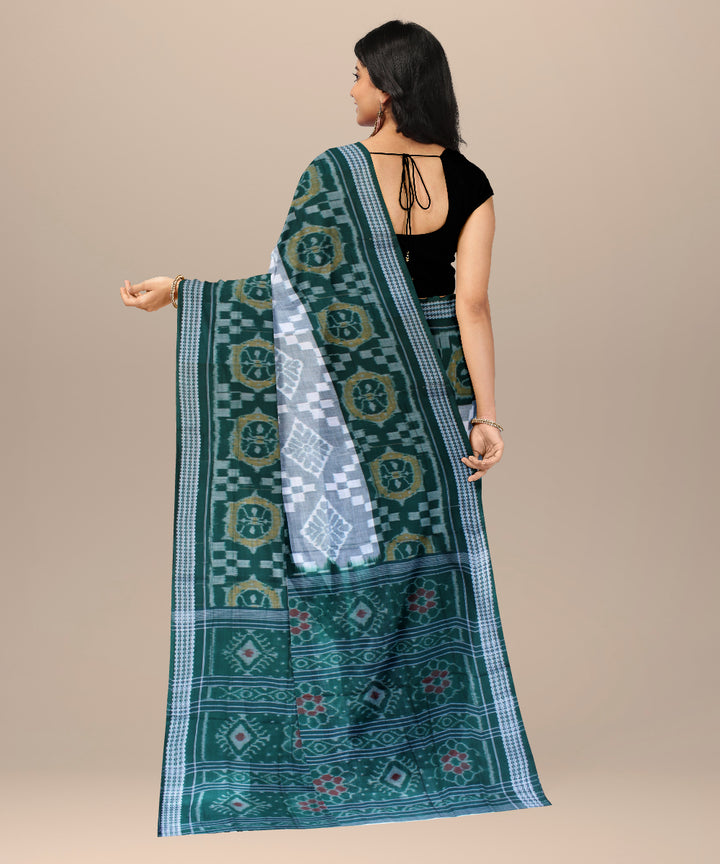 Dark green grey handwoven cotton sambalpuri saree