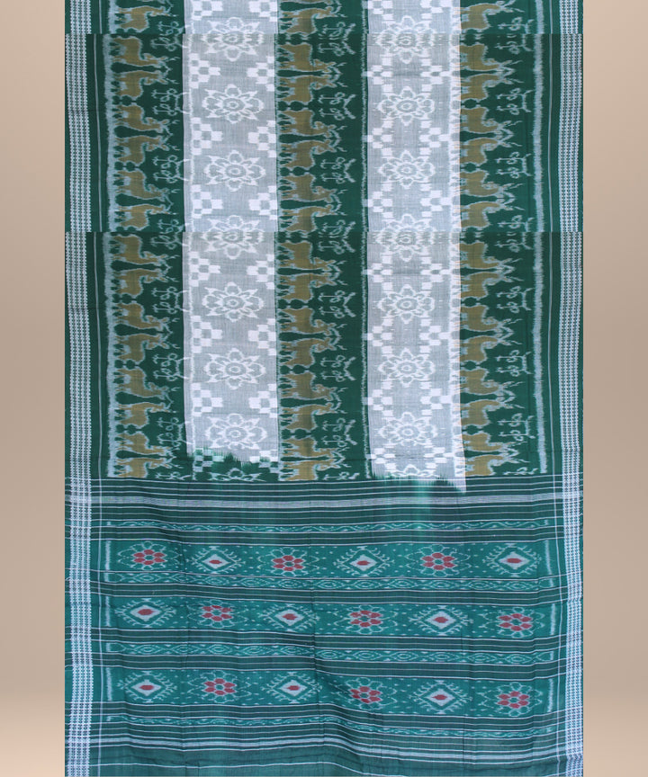 Dark green grey cotton handwoven sambalpuri saree