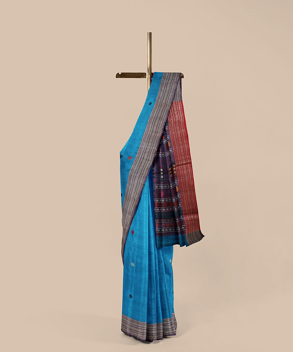 Sky blue dolabedi tussar silk handwoven chattisgarh saree