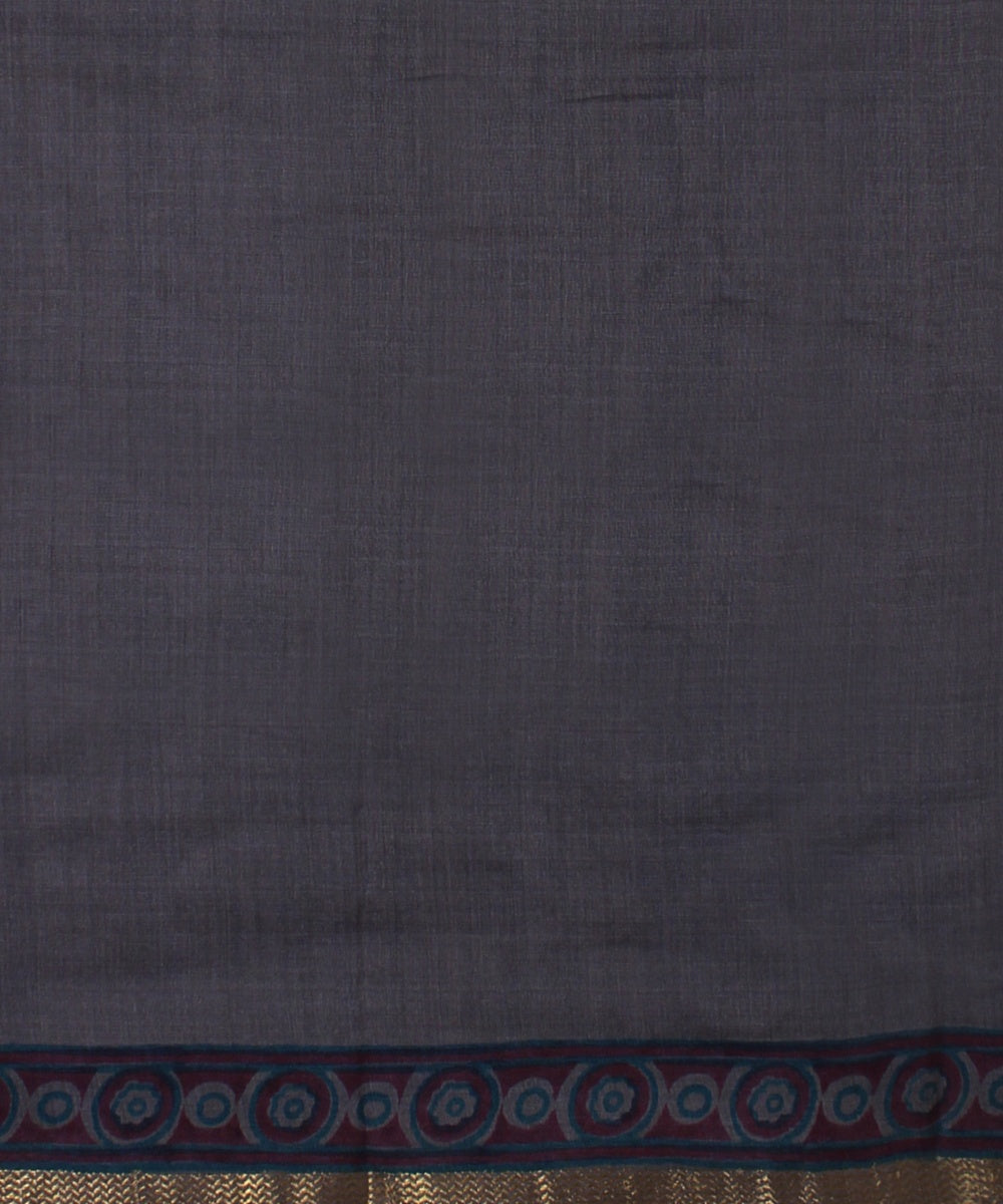 Grey pink tussar silk hand printed chattisgarh saree