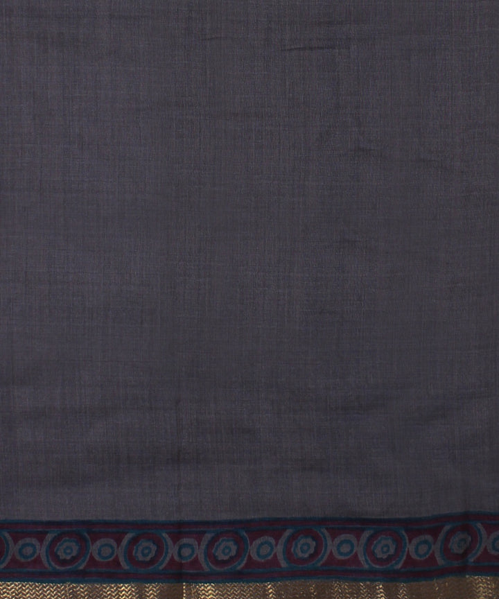Grey pink tussar silk hand printed chattisgarh saree