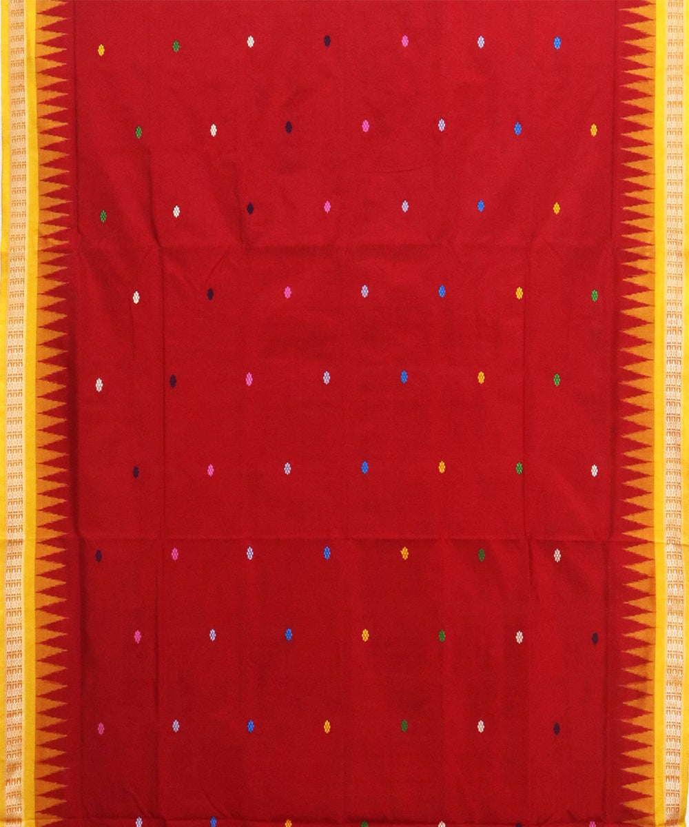 Carnelian yellow Silk Handwoven Bomkai Saree