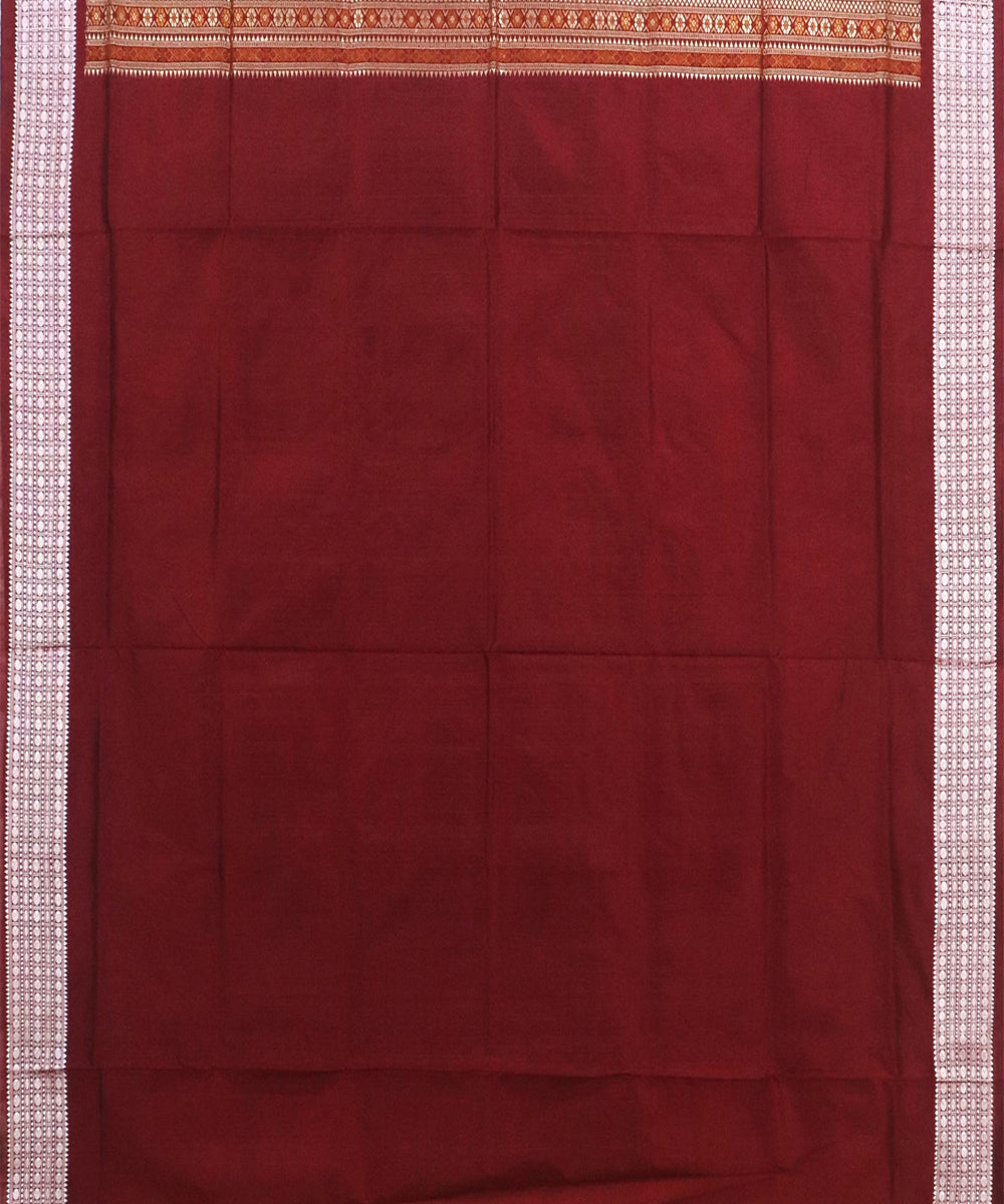 Yellow maroon Silk Handwoven Bomkai Saree