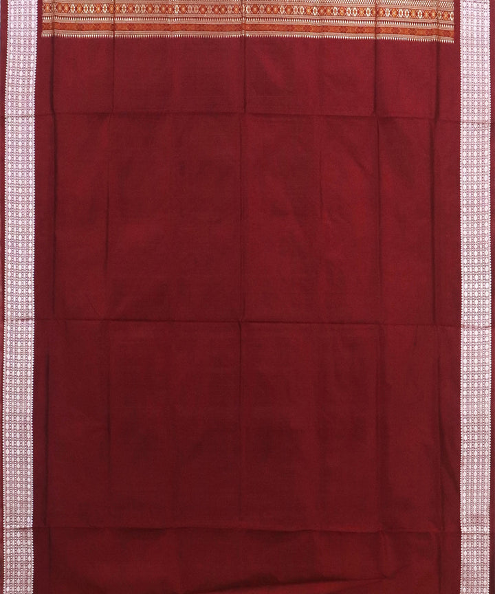 Yellow maroon Silk Handwoven Bomkai Saree