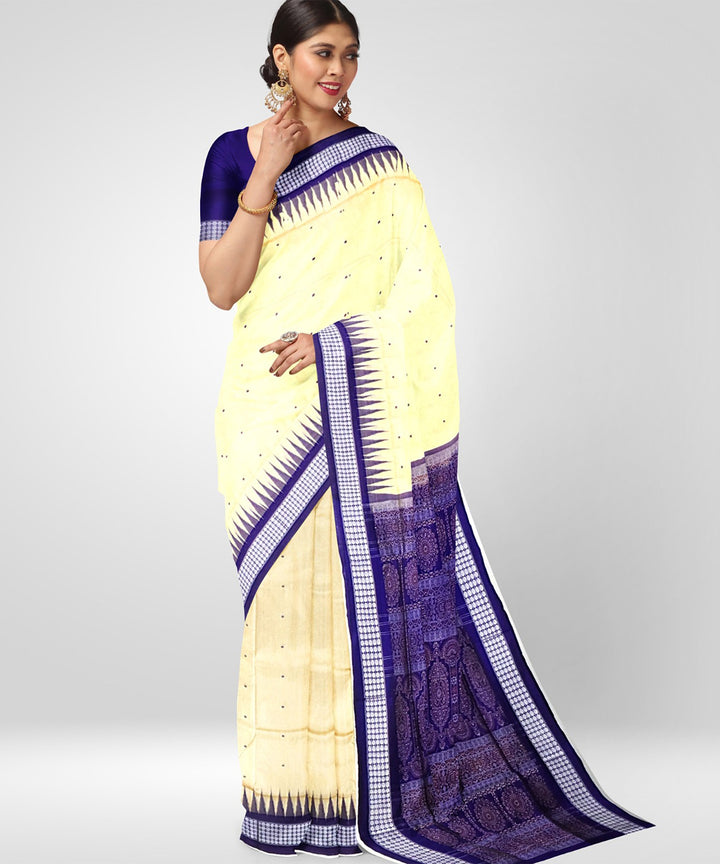 Peach blue Silk Handwoven Bomkai Saree