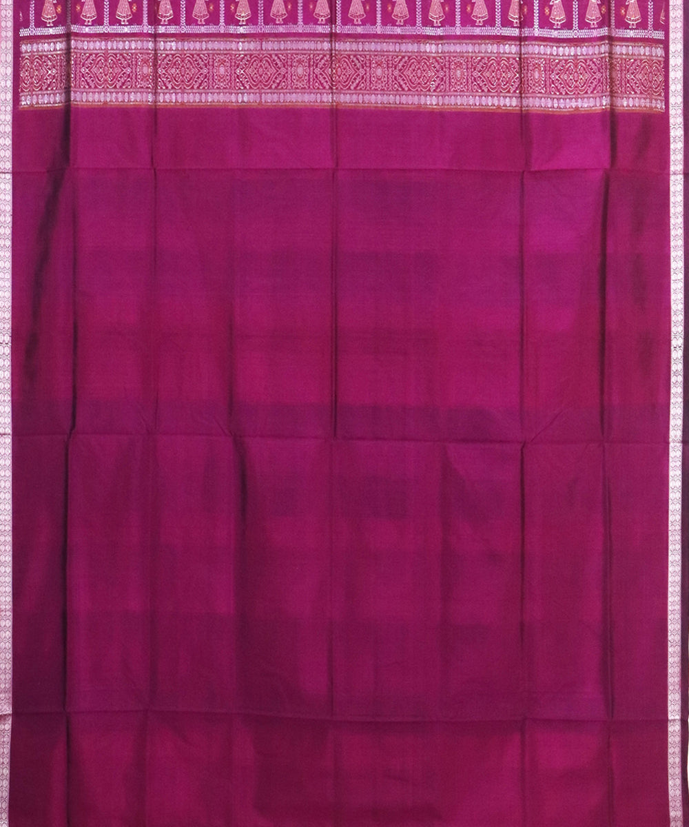 Philippine Silver maroon Silk Handwoven Bomkai Saree