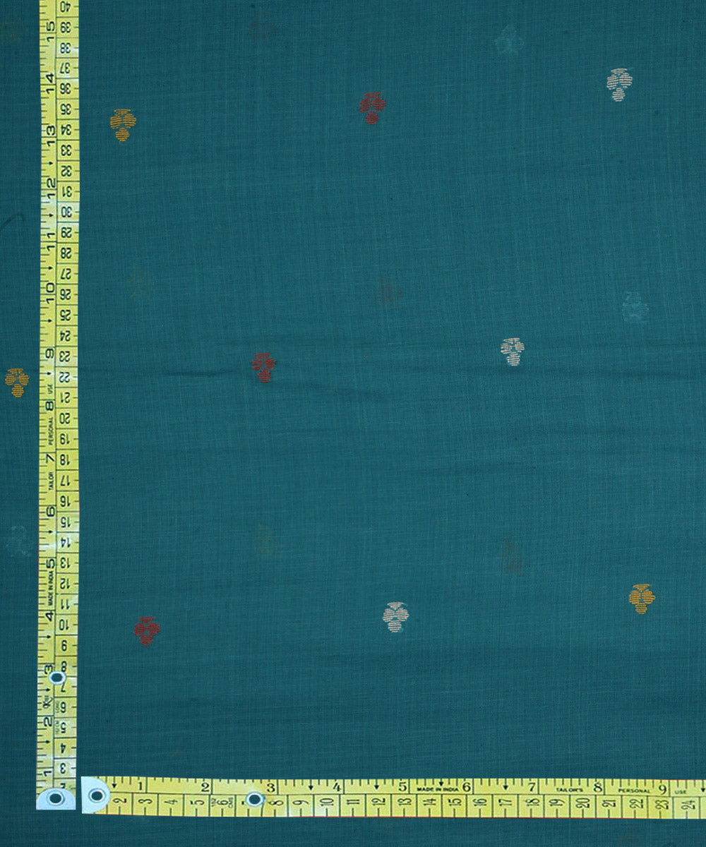 0.7m teal hand loom bengal cotton jamdani fabric