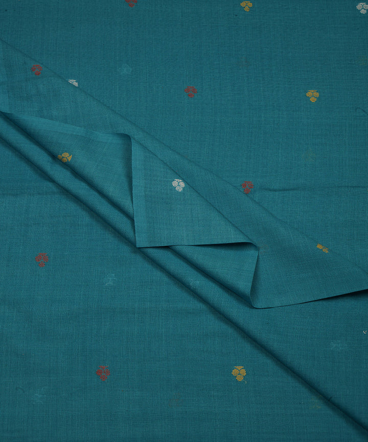 0.7m teal hand loom bengal cotton jamdani fabric