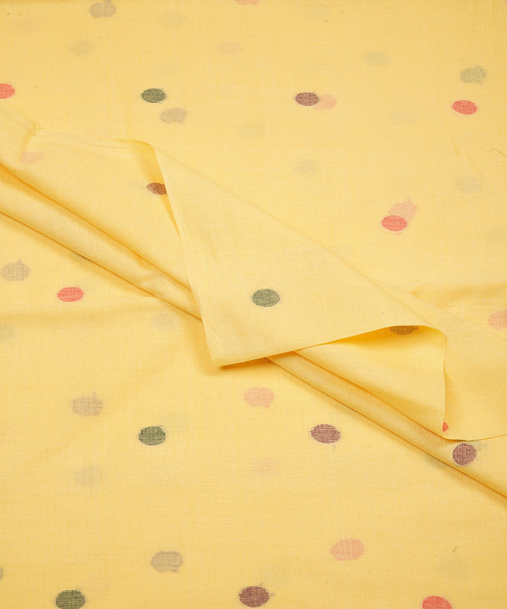 Lemon yellow handloom bengal cotton jamdani fabric