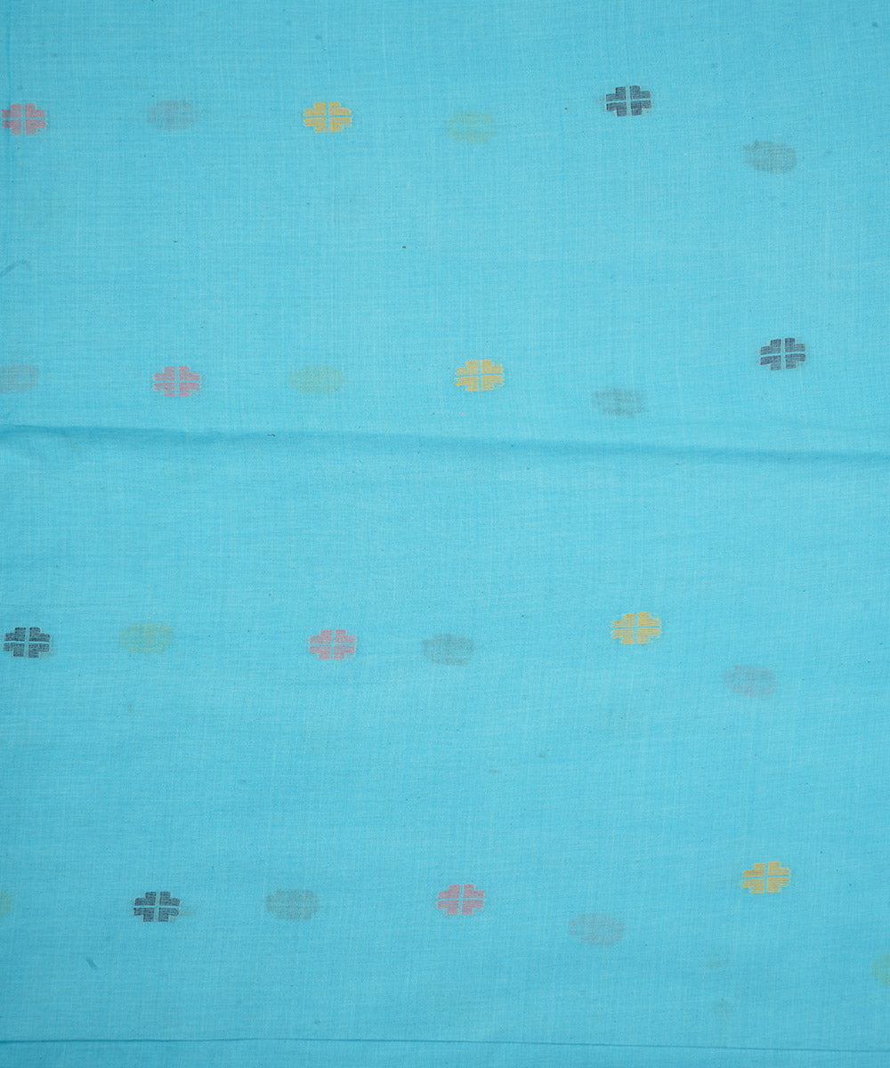 Sky blue handloom bengal cotton jamdani fabric