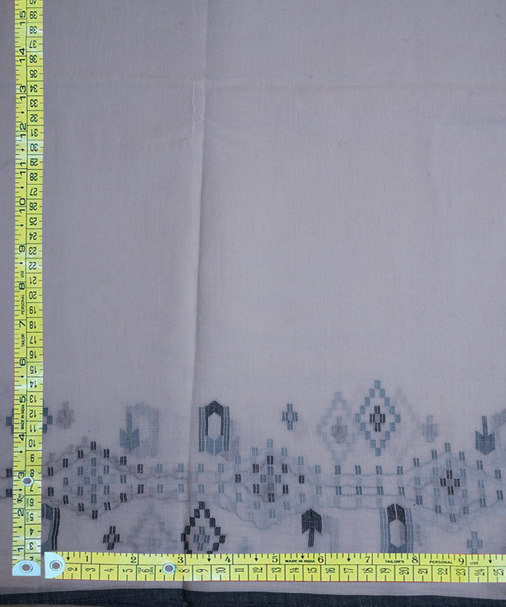 White handloom cotton border design jamdani fabric