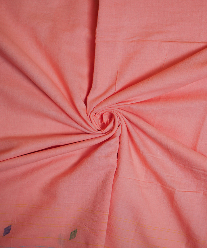 Peach handloom bengal cotton border design jamdani fabric