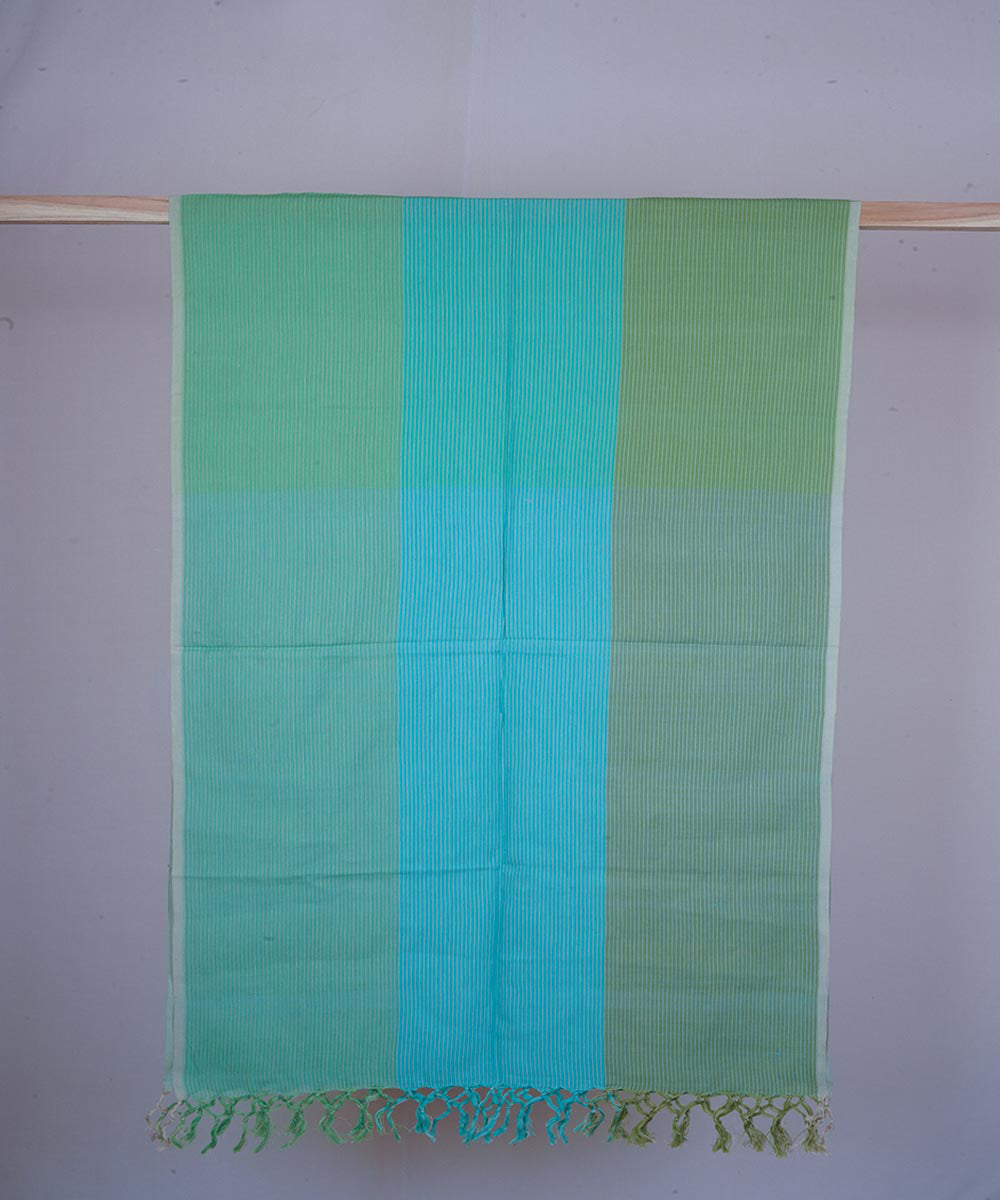 Green blue handwoven cotton stole