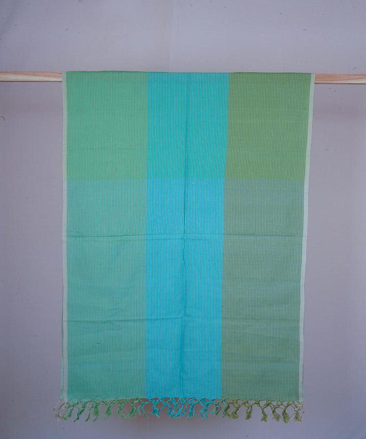 Green blue handwoven cotton stole