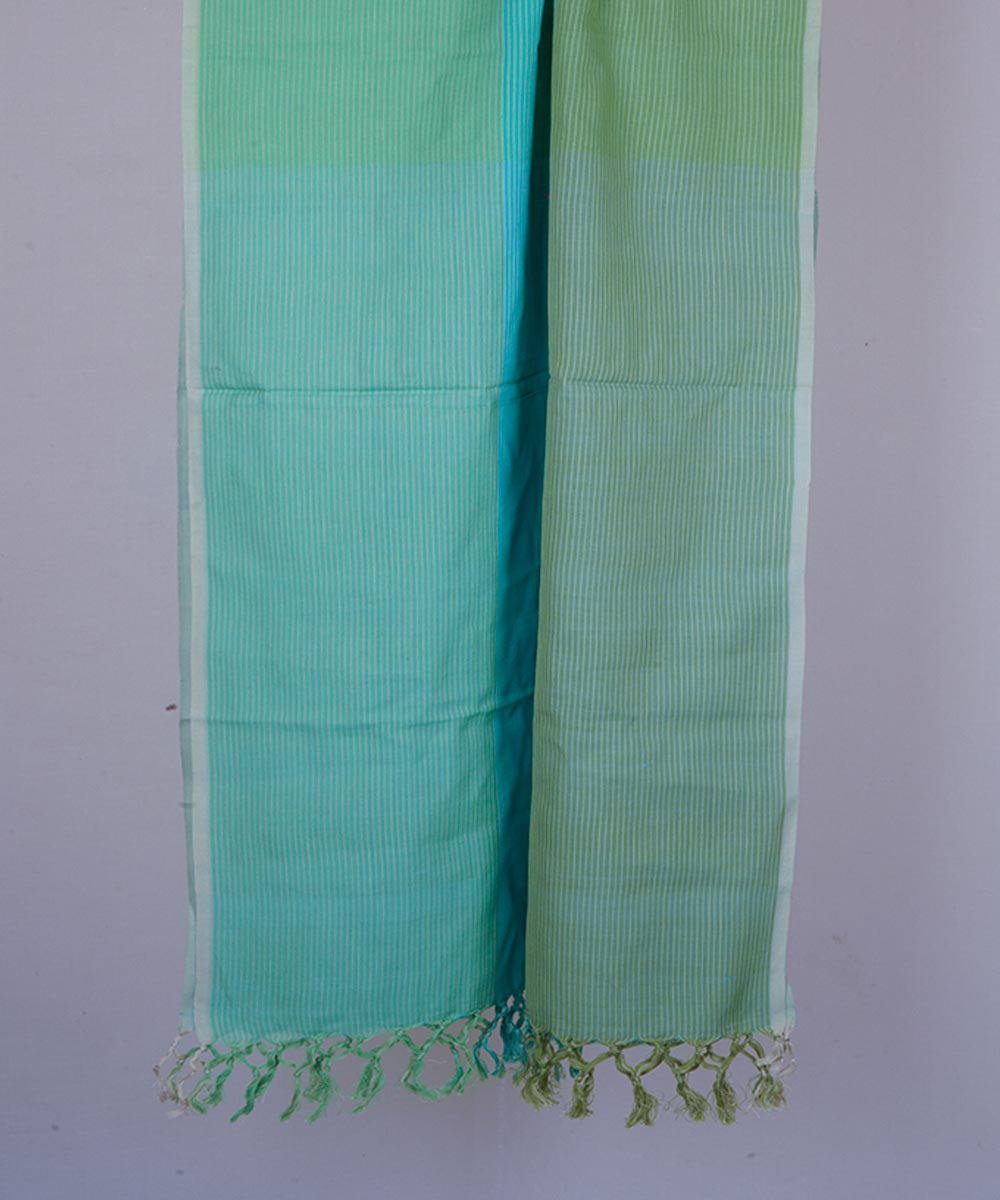 Green blue handwoven cotton stole