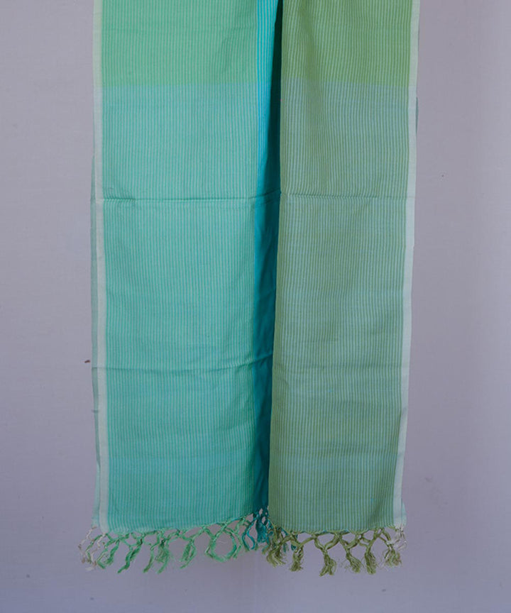 Green blue handwoven cotton stole