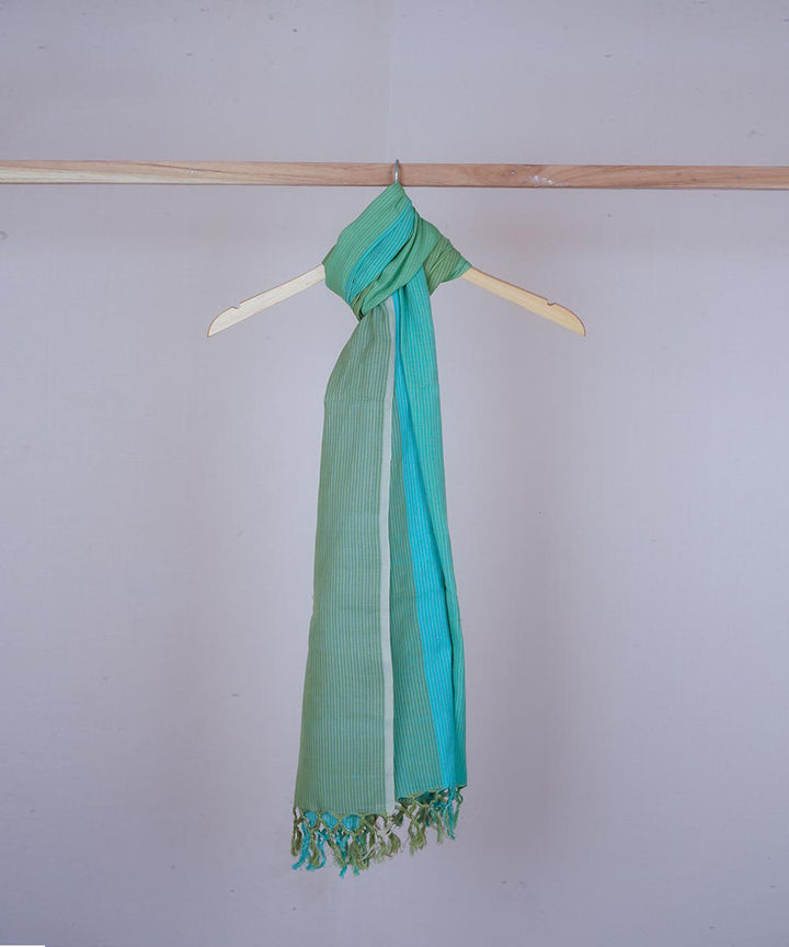 Green blue handwoven cotton stole