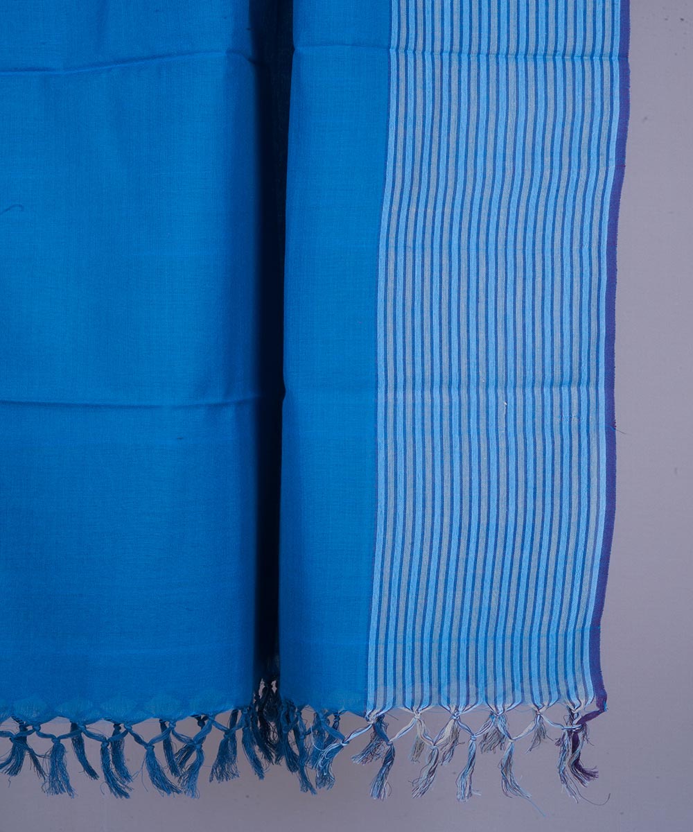 Blue handwoven cotton stole