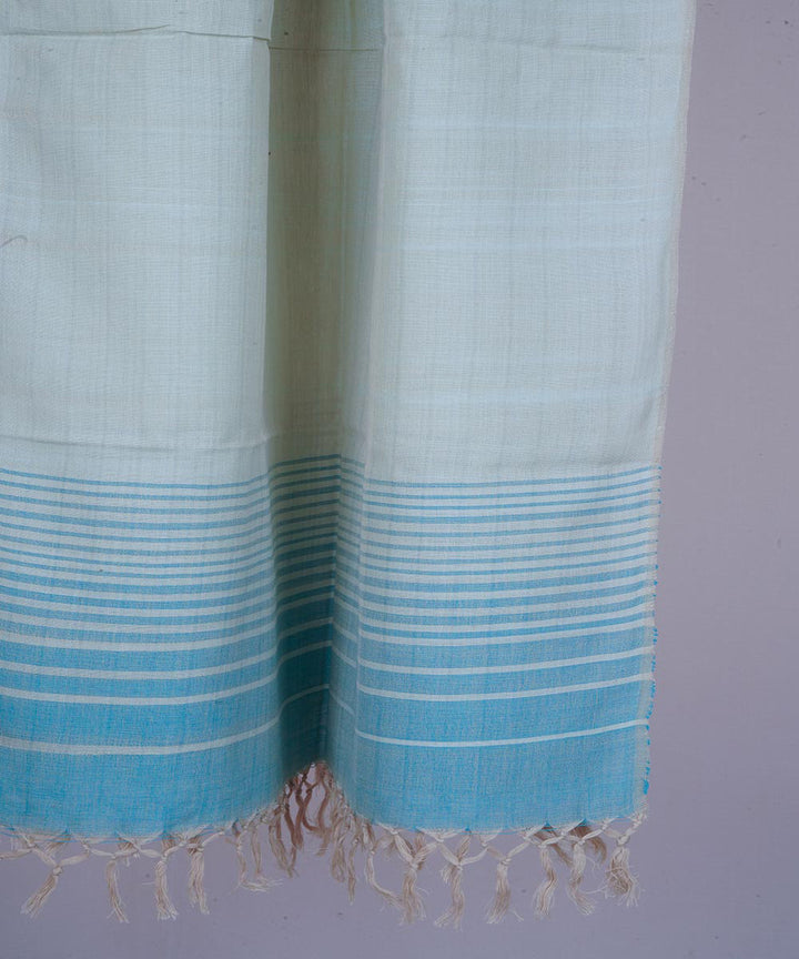 Beige blue handwoven cotton stole