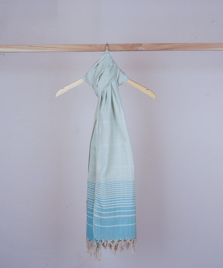 Beige blue handwoven cotton stole