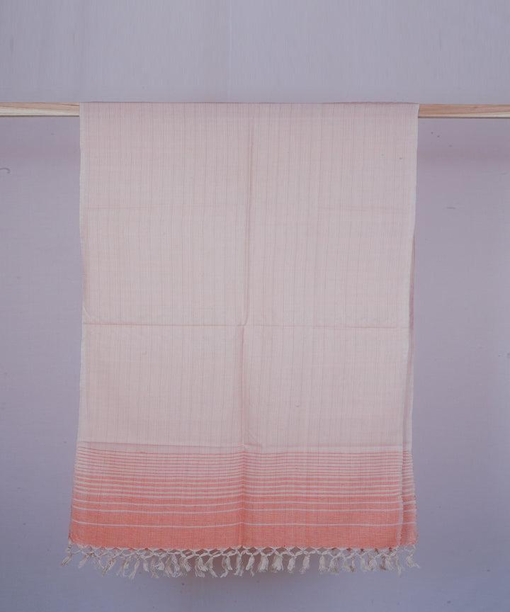 Beige multicolor handwoven cotton stole