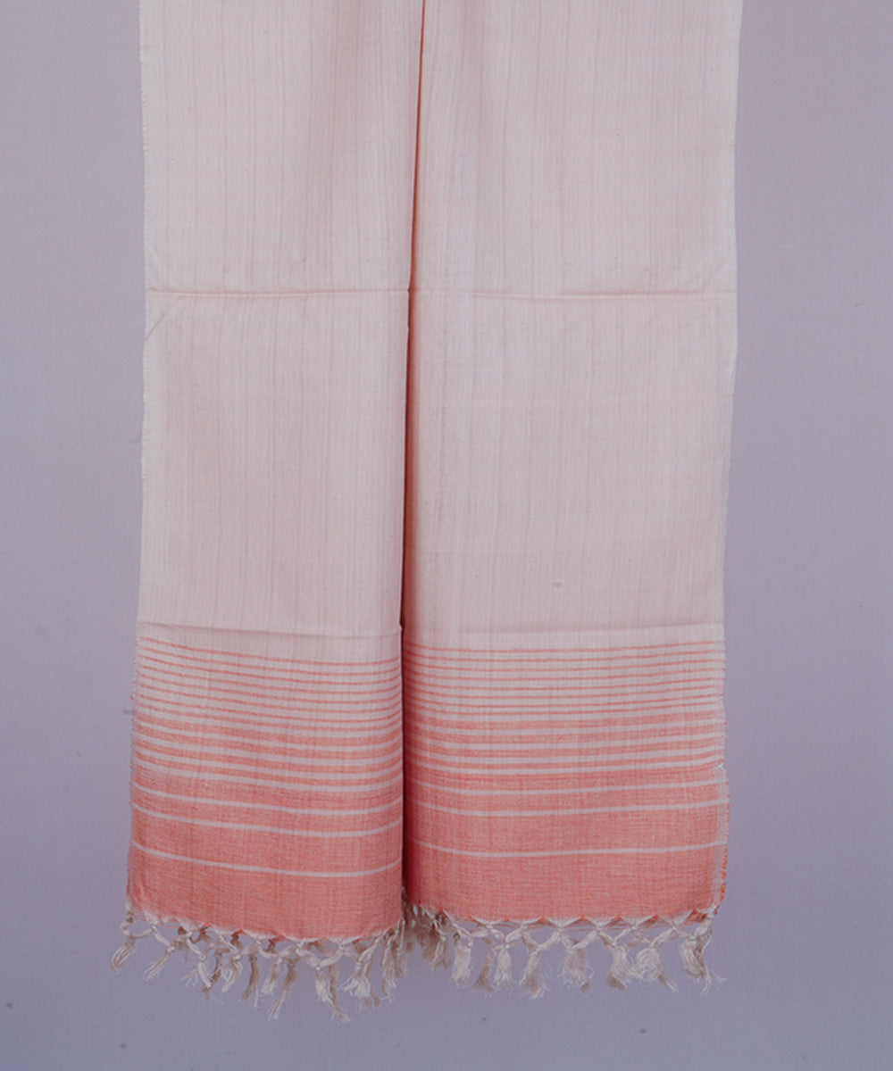 Beige multicolor handwoven cotton stole