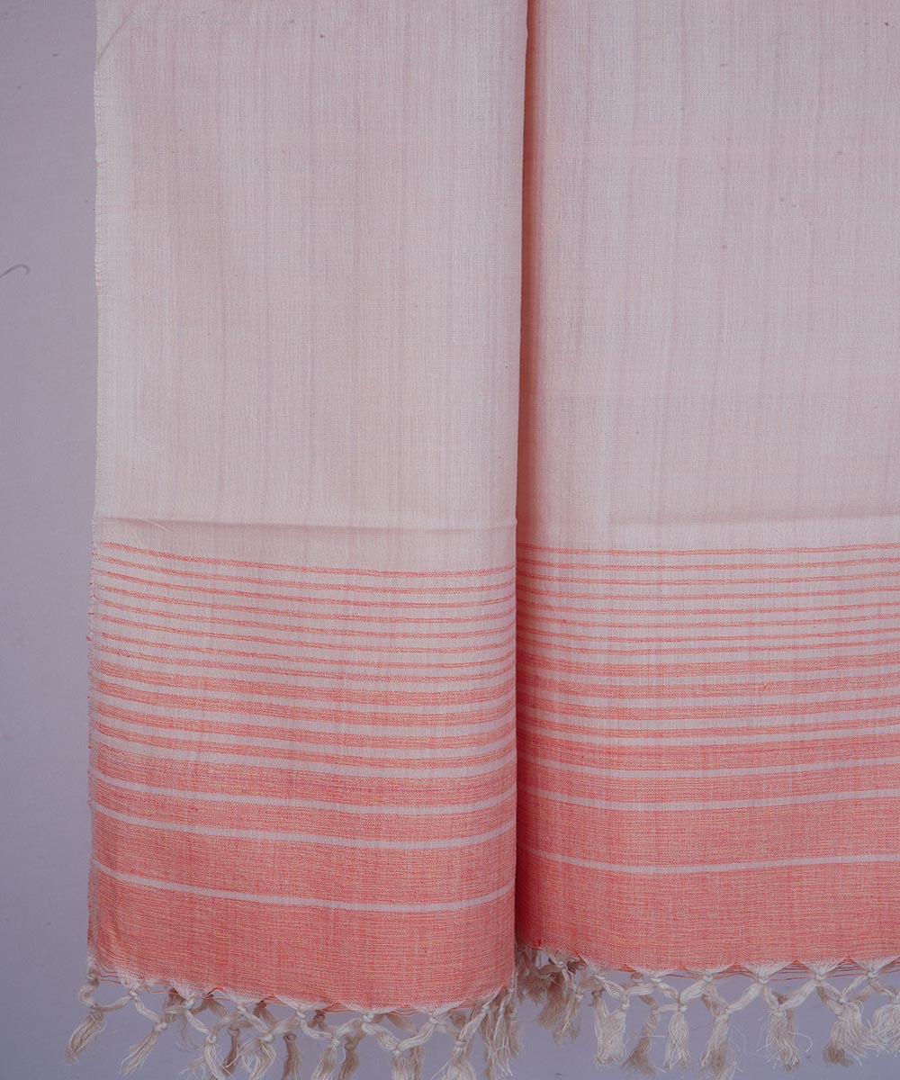 Beige multicolor handwoven cotton stole